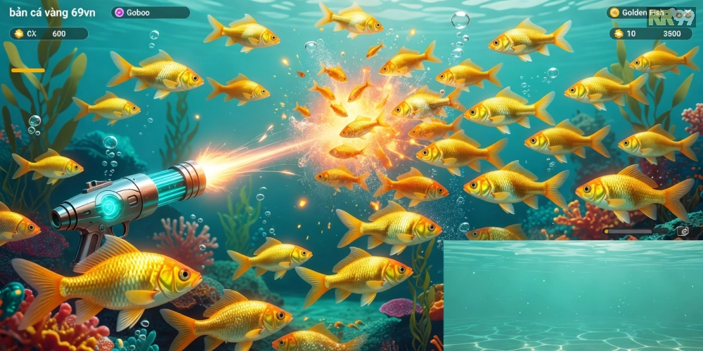 Hình ảnh gameplay bắn cá vàng 69vn tại nền tảng Golden Fish với hiệu ứng nổ tung